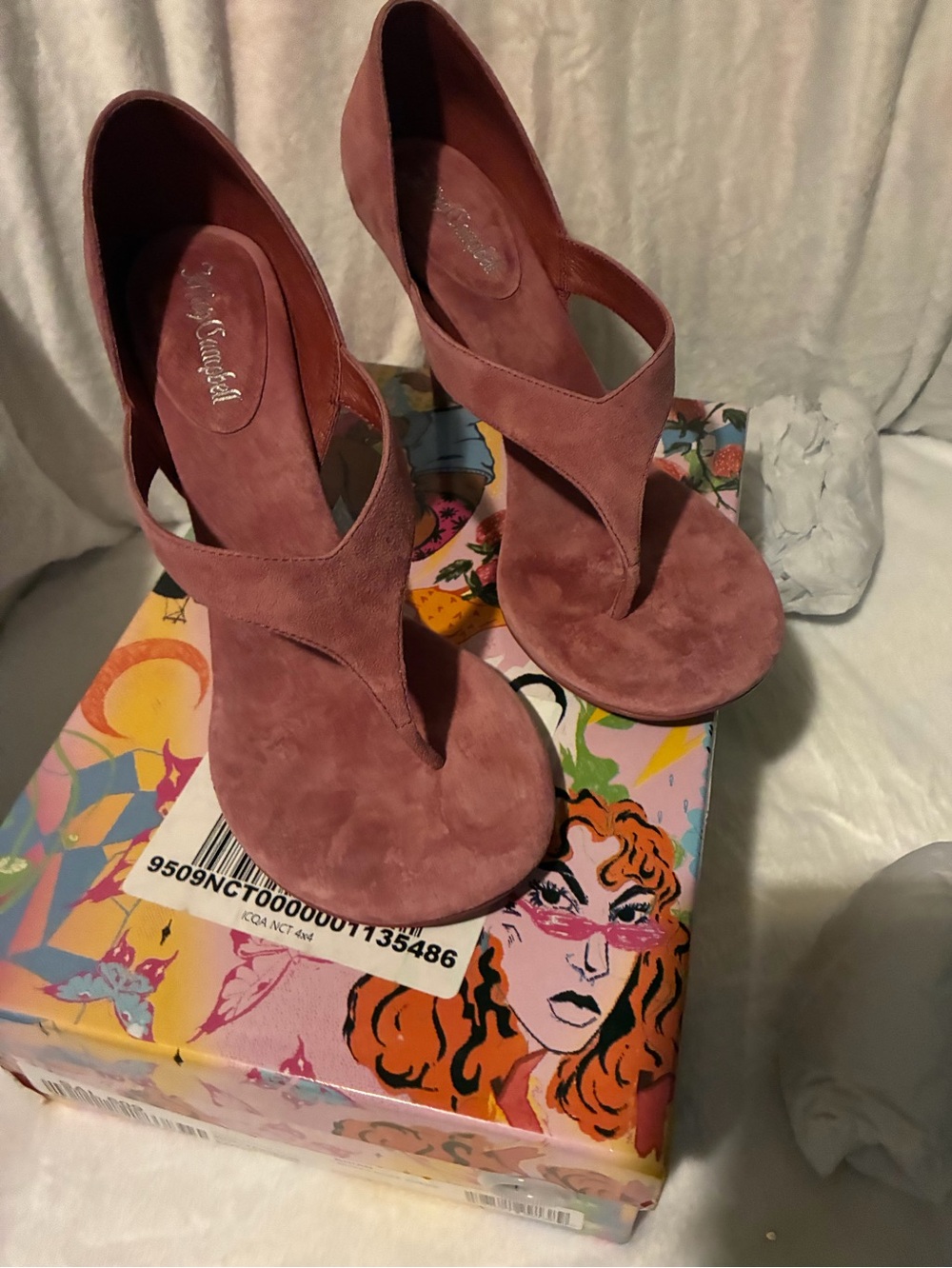 Jeffrey Campbell RHIAN Mauve Suede Open-Toe Stiletto Heels